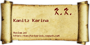 Kanitz Karina névjegykártya